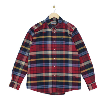 Mens Plaid Shirt Tailored Fit Button Up Long Sleeve