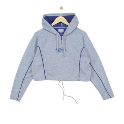 Womens Spell Out Hoodie Cropped Athletic 1/4 Zip