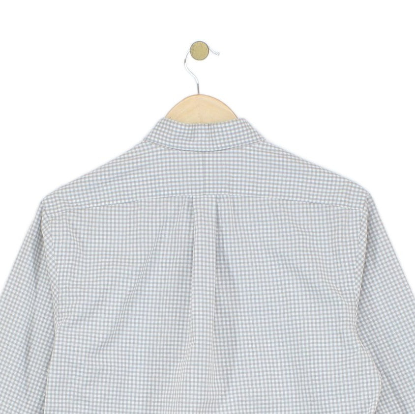 Mens Check Shirt Stretch Slim Fit Button Down