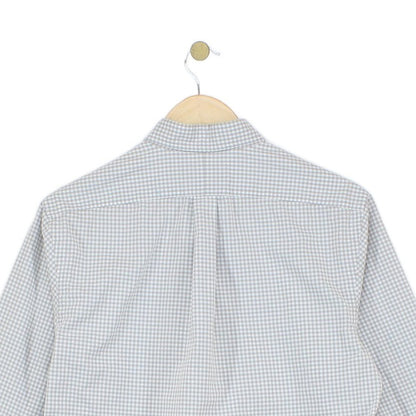 Mens Check Shirt Stretch Slim Fit Button Down