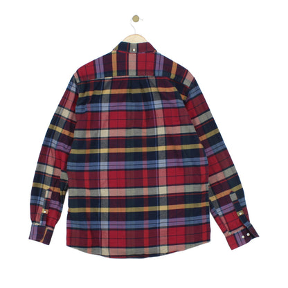 Mens Plaid Shirt Tailored Fit Button Up Long Sleeve