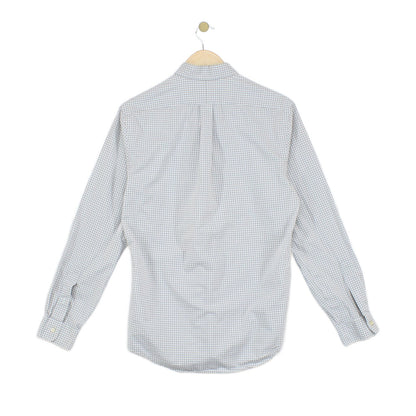 Mens Check Shirt Stretch Slim Fit Button Down