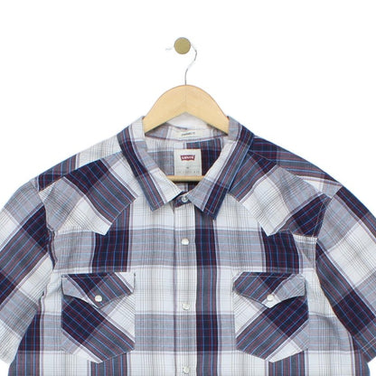 Mens Plaid Shirt Western Snap Short Sleeve