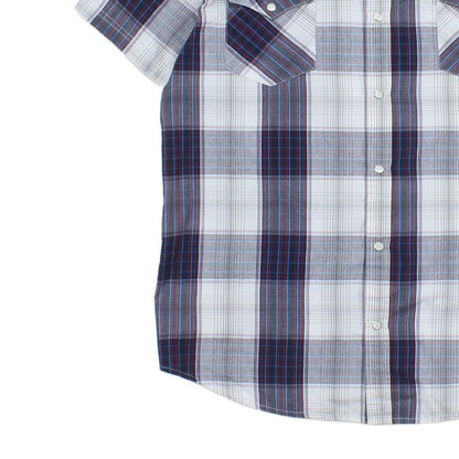 Mens Plaid Shirt Western Snap Short Sleeve