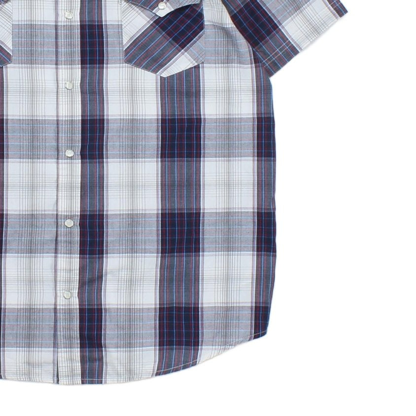 Mens Plaid Shirt Western Snap Short Sleeve