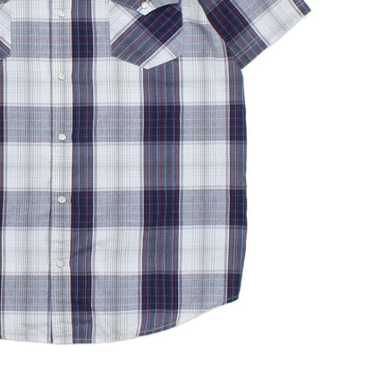 Mens Plaid Shirt Western Snap Short Sleeve