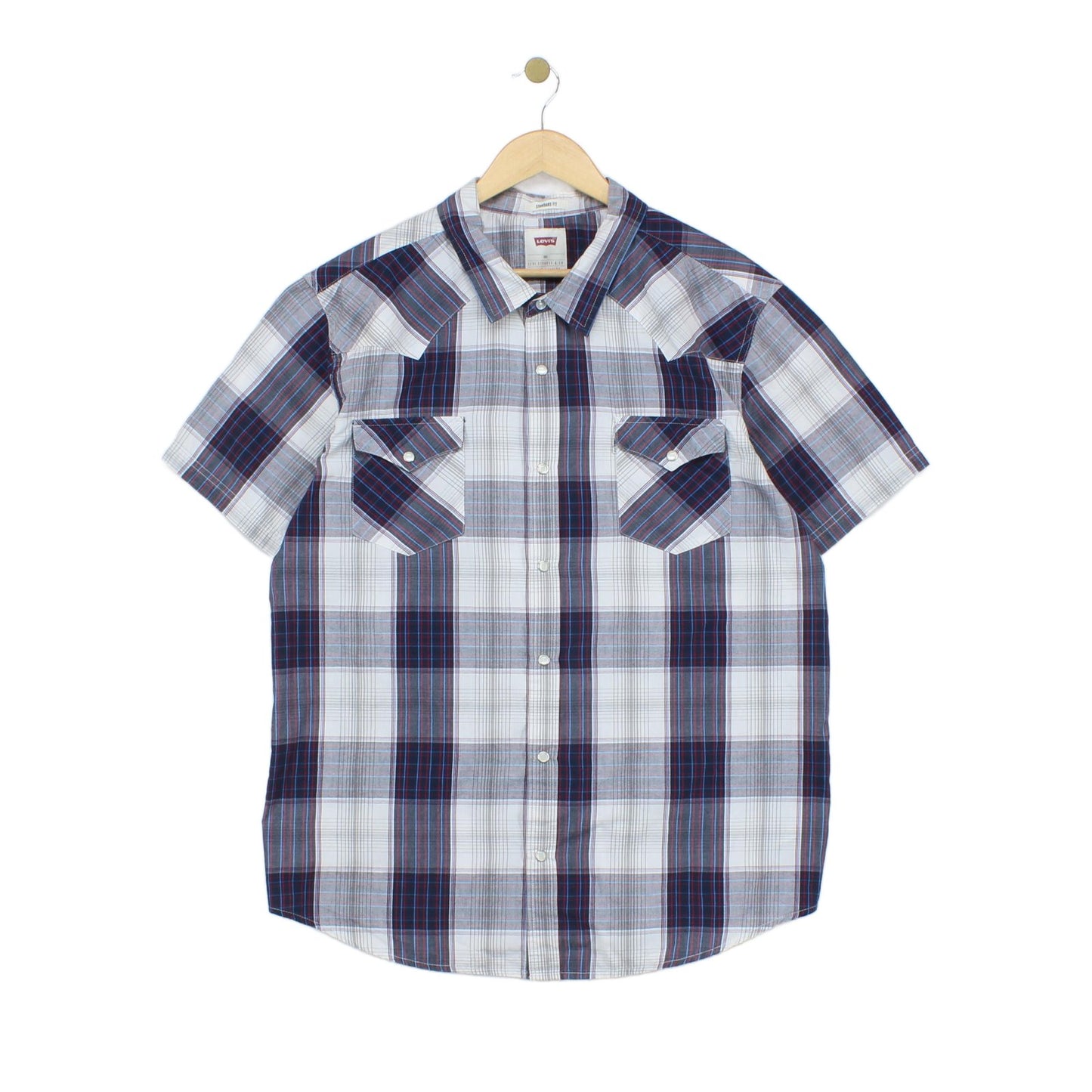 Mens Plaid Shirt Western Snap Short Sleeve