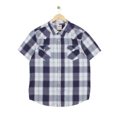 Mens Plaid Shirt Western Snap Short Sleeve