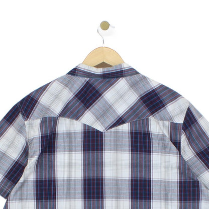 Mens Plaid Shirt Western Snap Short Sleeve