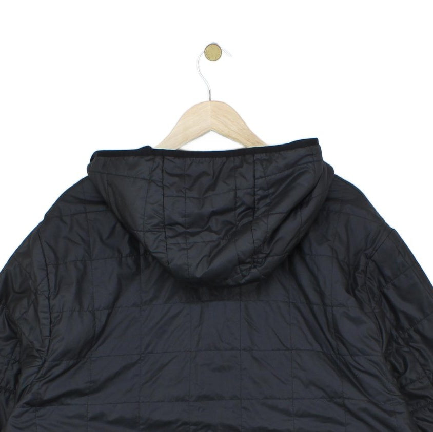 Mens Quilted Jacket Hooded Full Zip Logo Lined