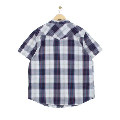 Mens Plaid Shirt Western Snap Short Sleeve
