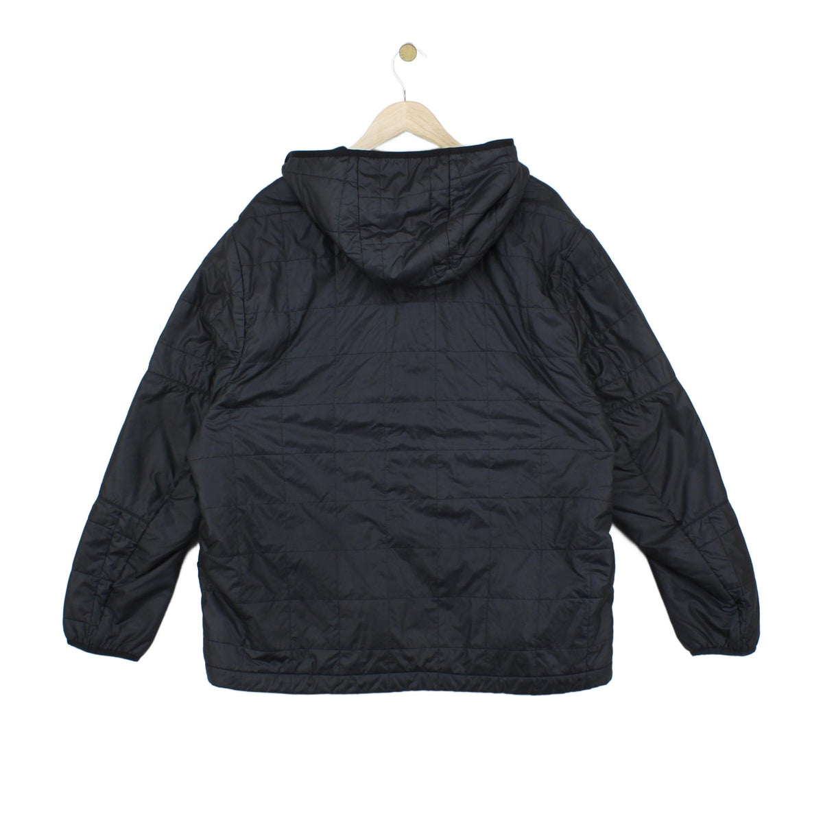 Mens Quilted Jacket Hooded Full Zip Logo Lined