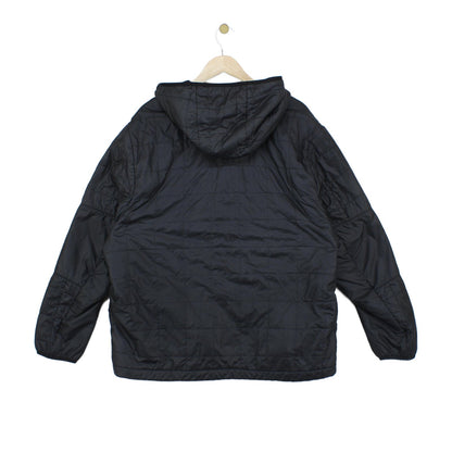 Mens Quilted Jacket Hooded Full Zip Logo Lined