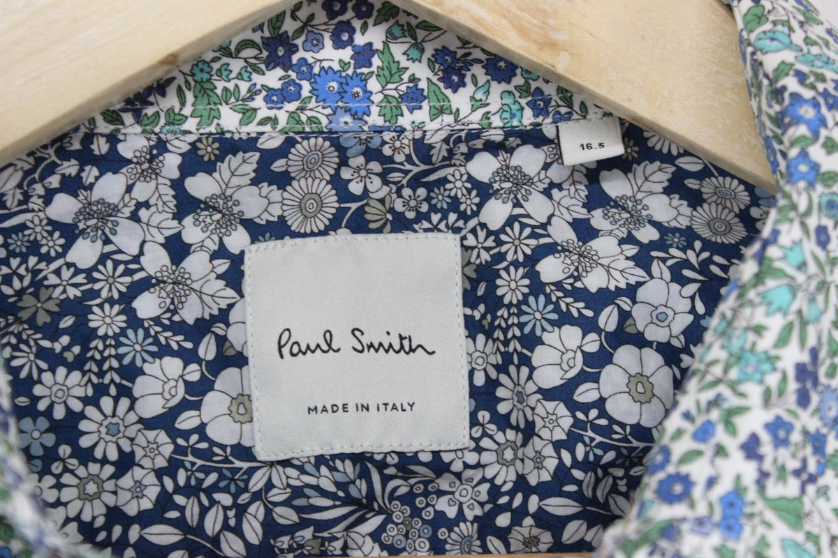 Mens Floral Shirt Made In Italy Cotton Long Sleeve