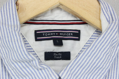 Mens Striped Shirt Slim Fit Stretch