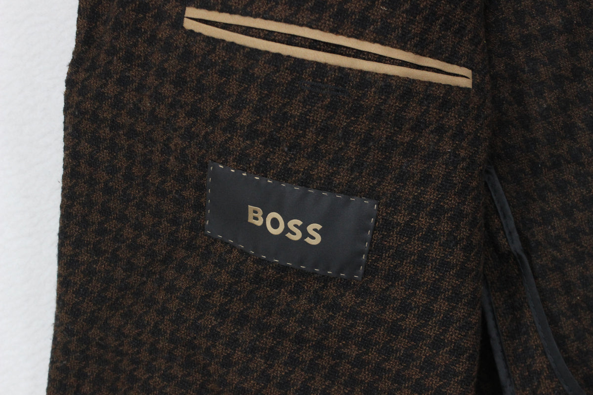 Mens Blazer Houndstooth Tailored Wool Silk