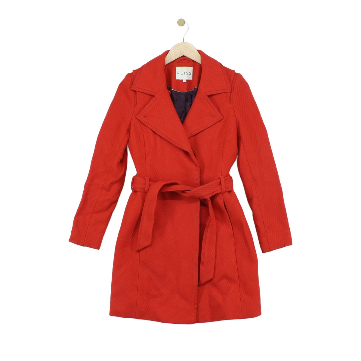 Womens Overcoat Belted Wool Blend