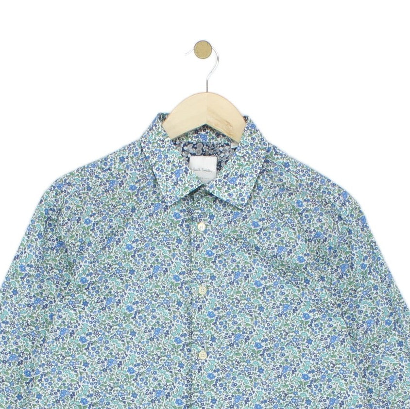 Mens Floral Shirt Made In Italy Cotton Long Sleeve