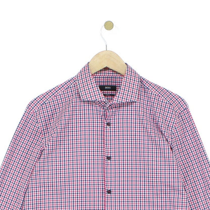 Mens Check Shirt Slim Fit Long Sleeve