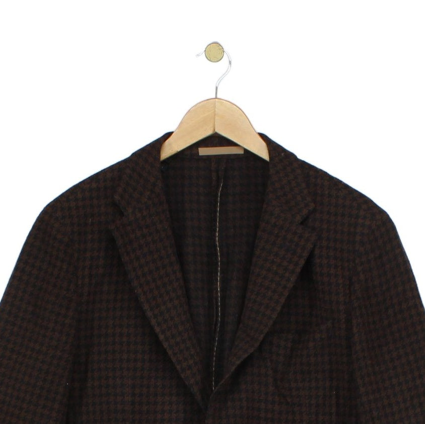 Mens Blazer Houndstooth Tailored Wool Silk