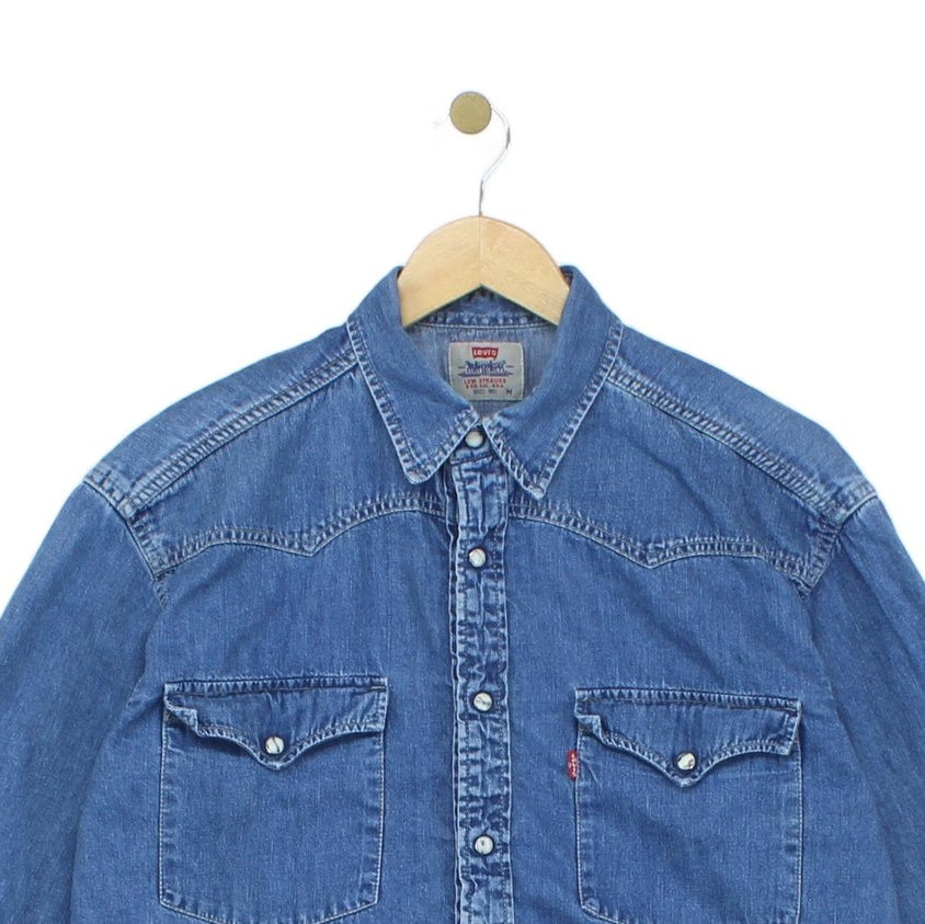 Mens Denim Shirt Long Sleeve Western