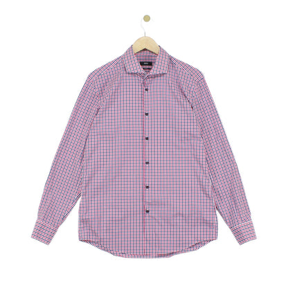 Mens Check Shirt Slim Fit Long Sleeve