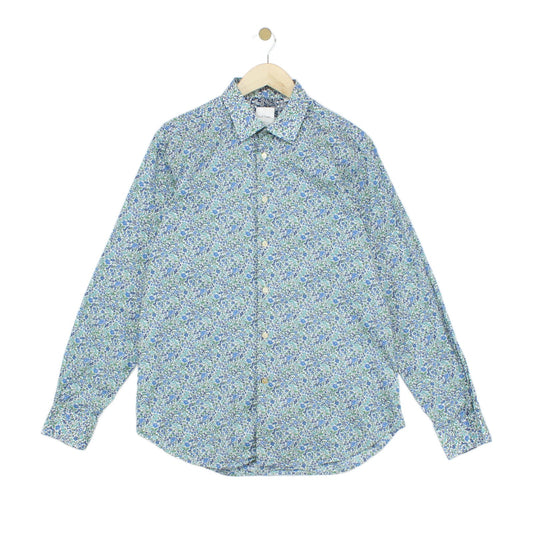 Mens Floral Shirt Made In Italy Cotton Long Sleeve