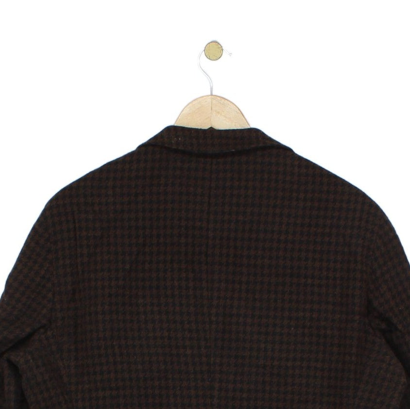 Mens Blazer Houndstooth Tailored Wool Silk