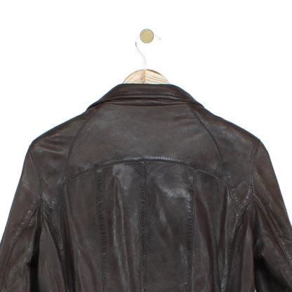 Womens Leather Jacket Full Zip Belted Outerwear