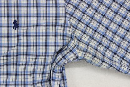 Mens Check Shirt Stretch Slim Fit Button Up