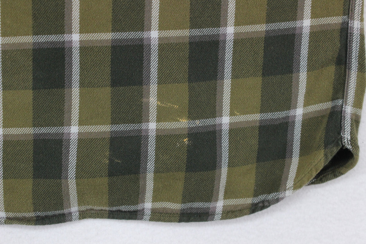 Mens Plaid Shirt Button Up Long Sleeve Cotton