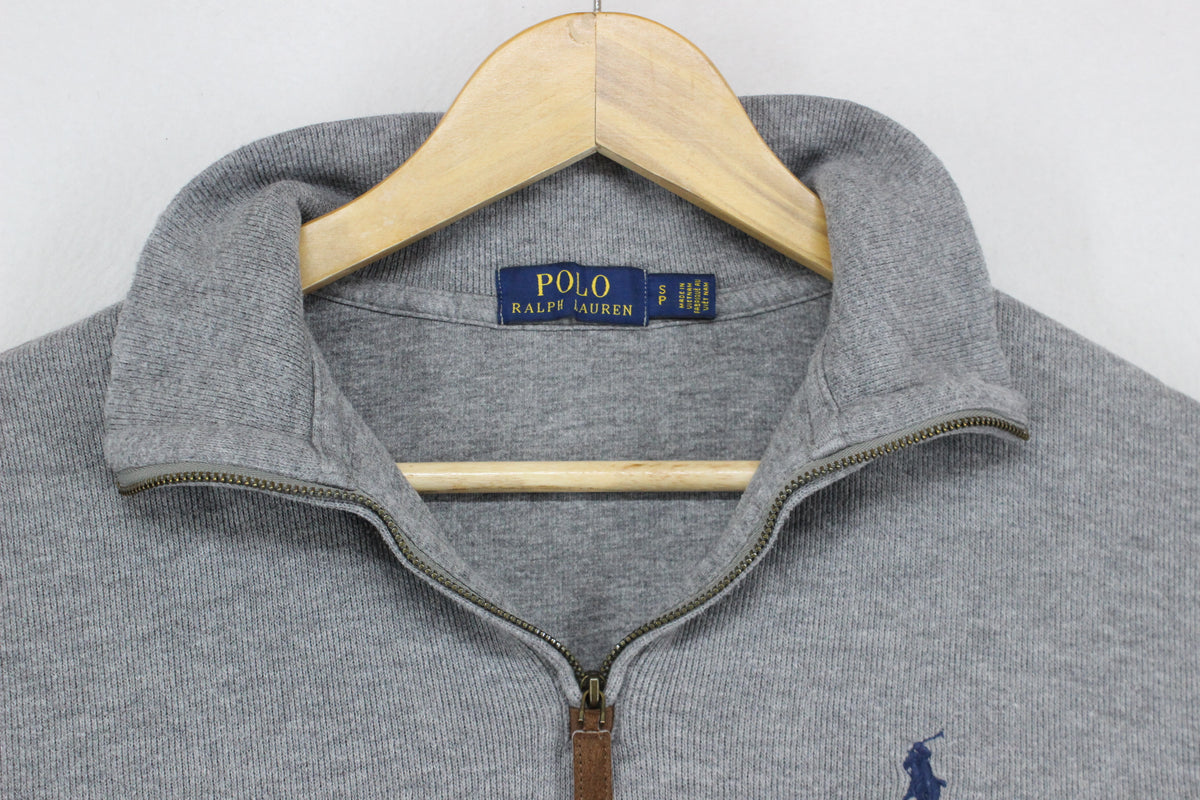 Mens 1/4 Zip Jumper Ribbed Knit Cotton
