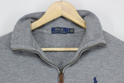 Mens 1/4 Zip Jumper Ribbed Knit Cotton