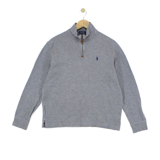 Mens 1/4 Zip Jumper Ribbed Knit Cotton