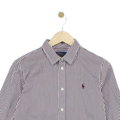 Womens Striped Shirt Custom Fit Button Up Collared
