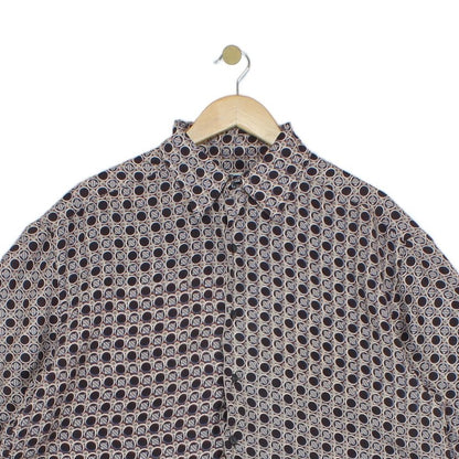 Mens Geometric Shirt Short Sleeve Silk