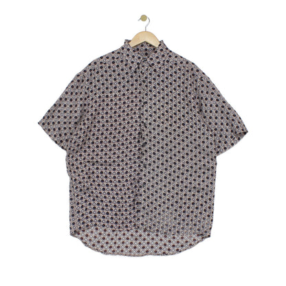 Mens Geometric Shirt Short Sleeve Silk