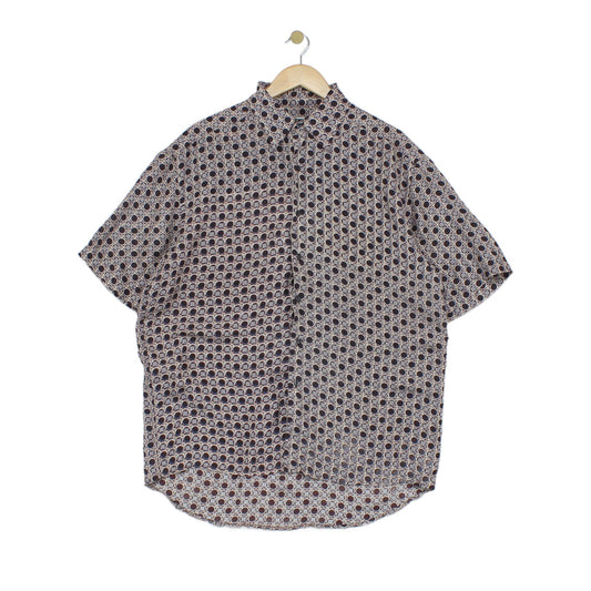 Mens Geometric Shirt Short Sleeve Silk