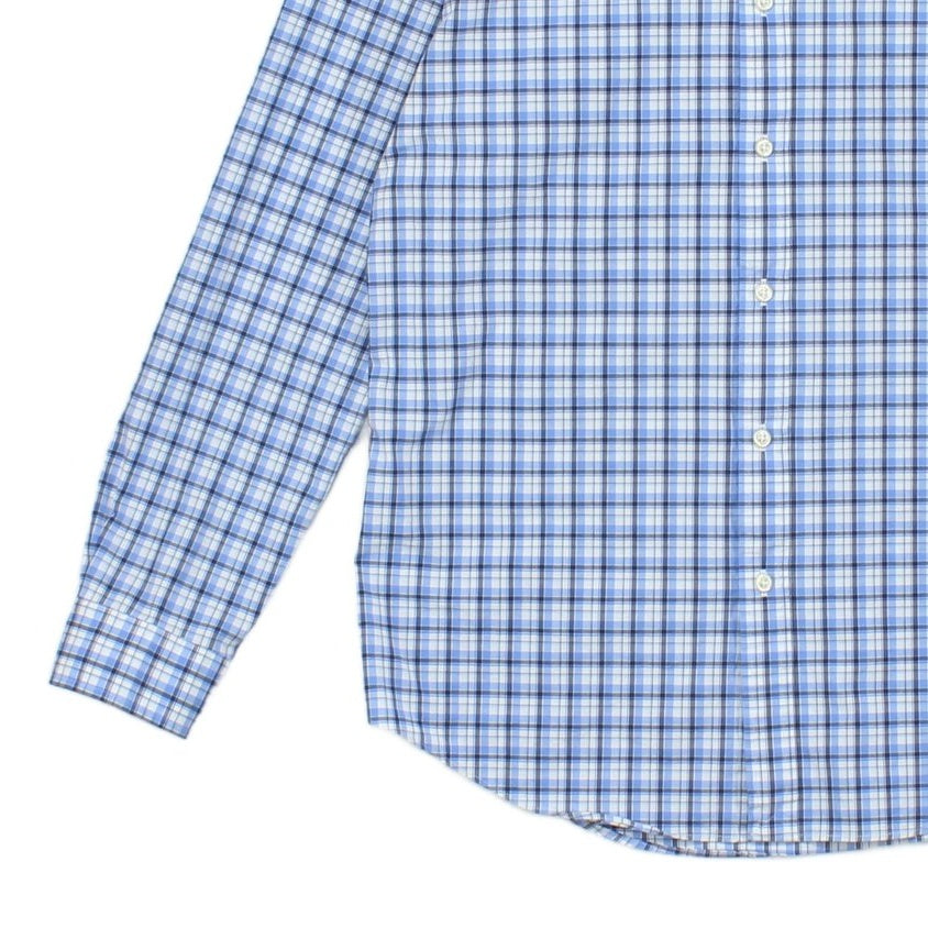 Mens Check Shirt Stretch Slim Fit Button Up