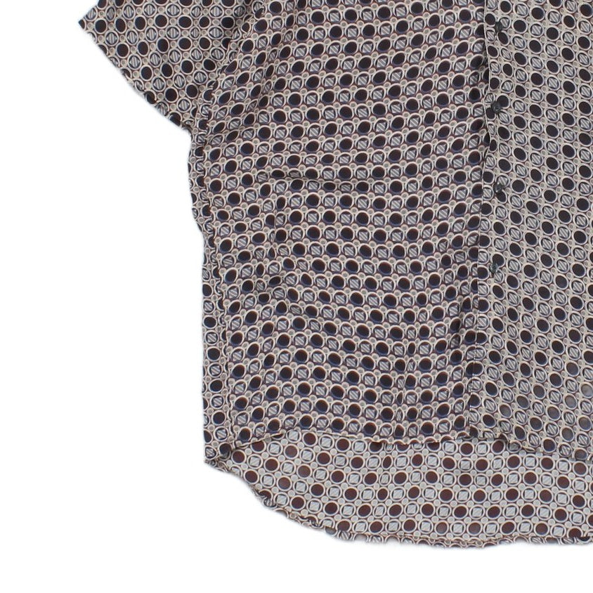 Mens Geometric Shirt Short Sleeve Silk