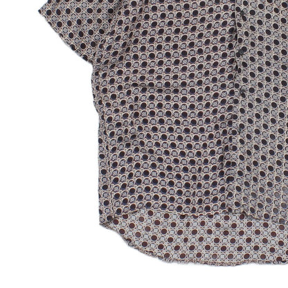 Mens Geometric Shirt Short Sleeve Silk