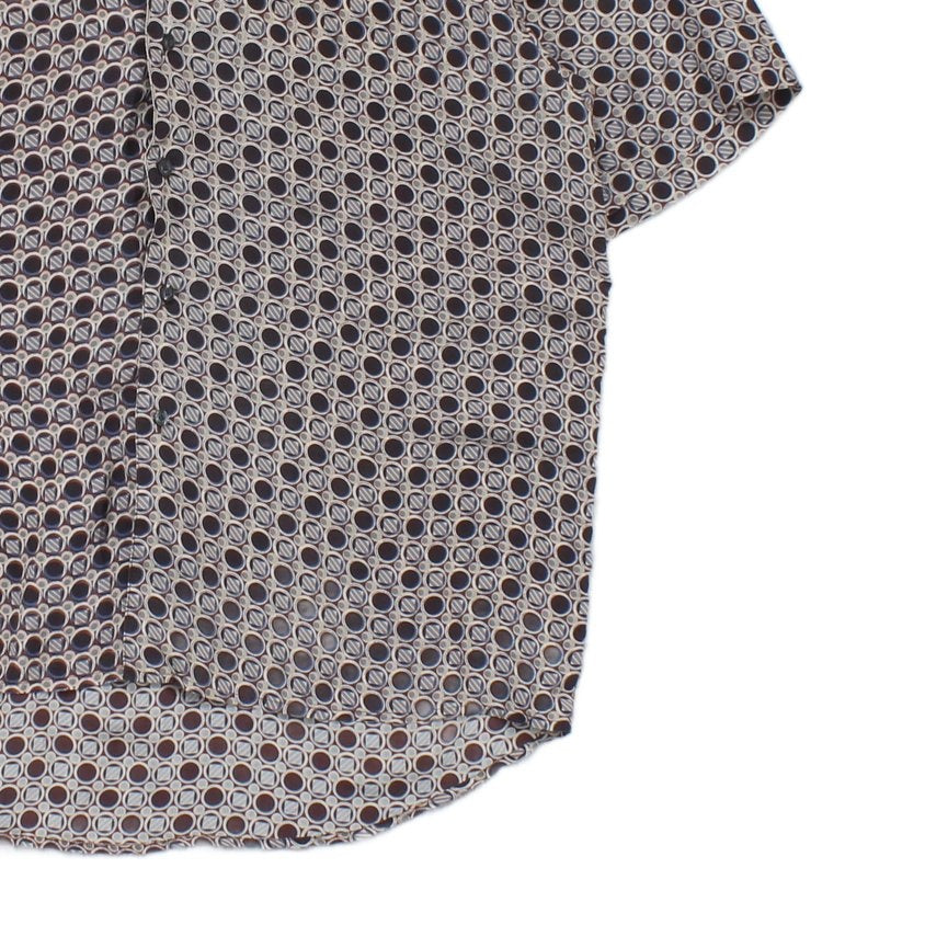 Mens Geometric Shirt Short Sleeve Silk