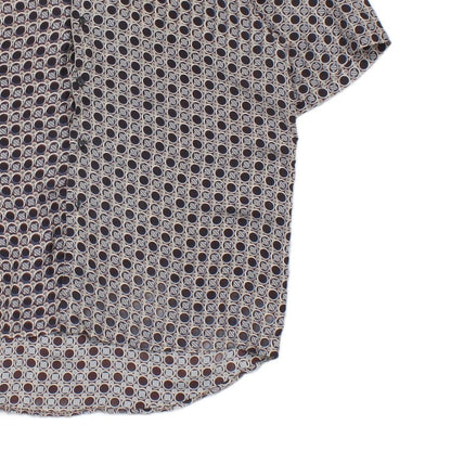 Mens Geometric Shirt Short Sleeve Silk