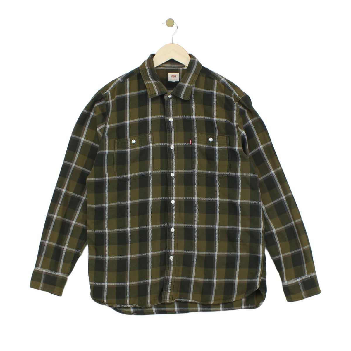 Mens Plaid Shirt Button Up Long Sleeve Cotton