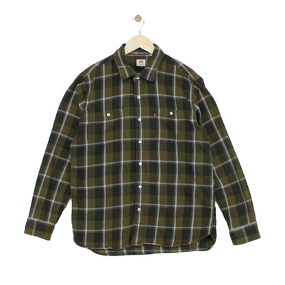 Mens Plaid Shirt Button Up Long Sleeve Cotton