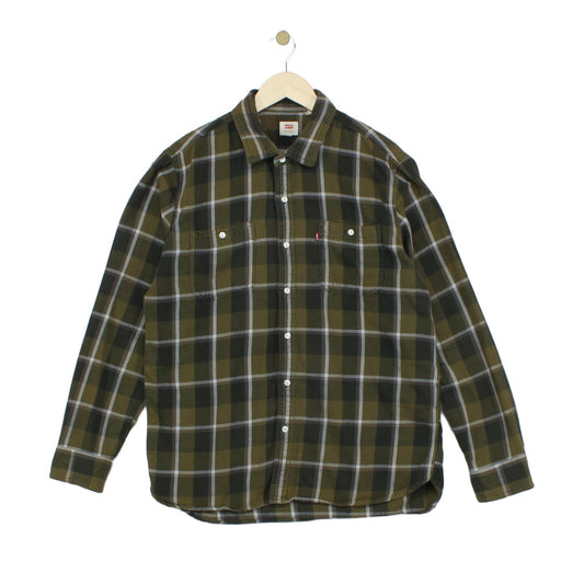Mens Plaid Shirt Button Up Long Sleeve Cotton