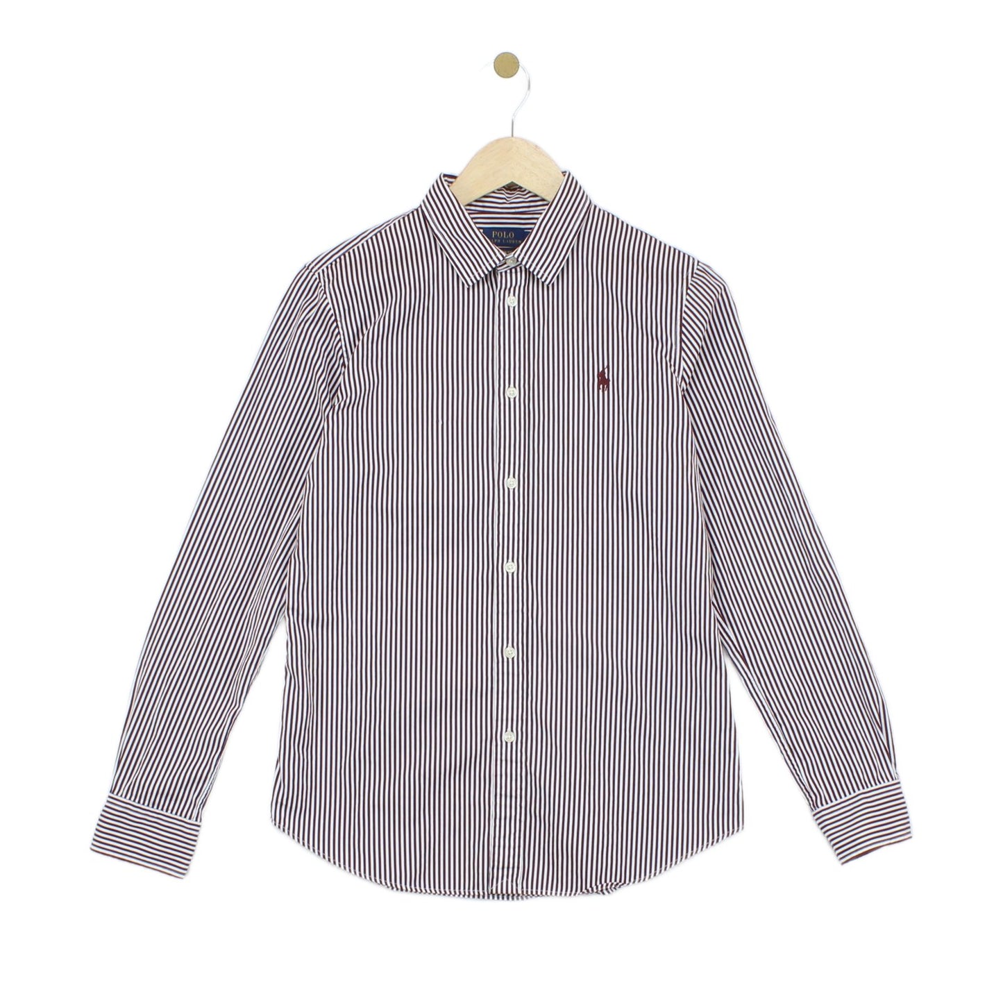 Womens Striped Shirt Custom Fit Button Up Collared