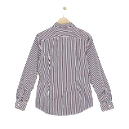 Womens Striped Shirt Custom Fit Button Up Collared