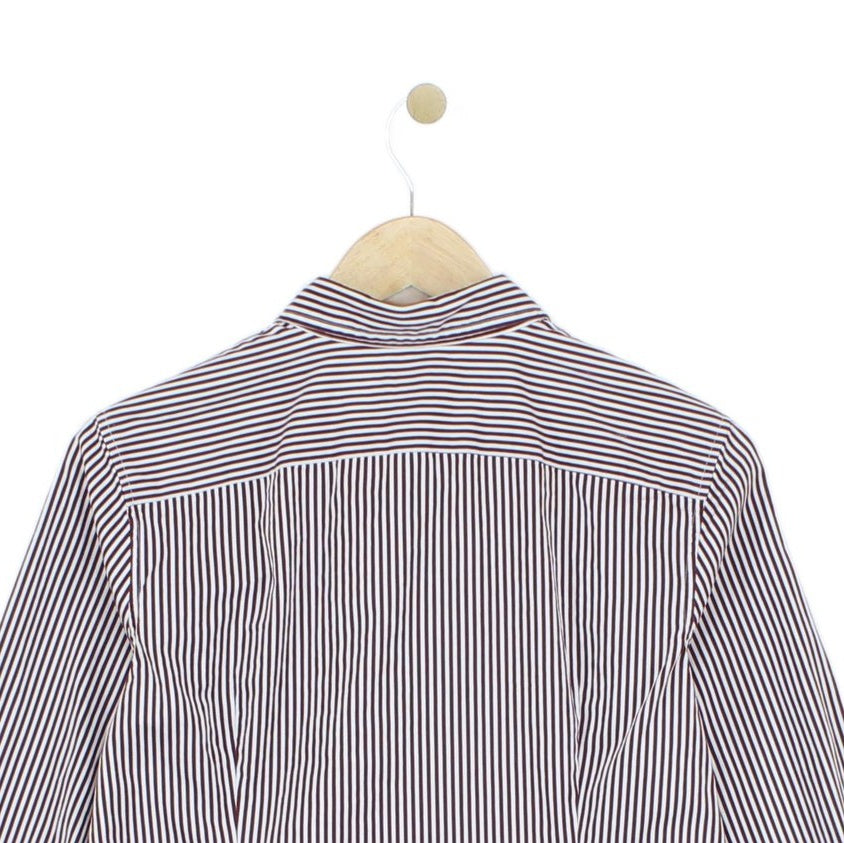 Womens Striped Shirt Custom Fit Button Up Collared