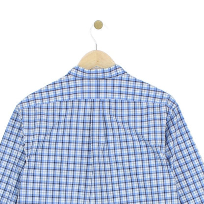 Mens Check Shirt Stretch Slim Fit Button Up